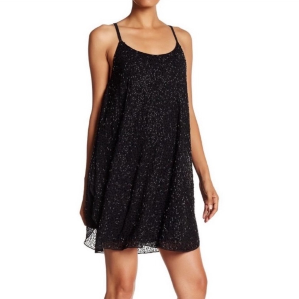Alice + Olivia Rhea Beaded Cocktail Dress Black